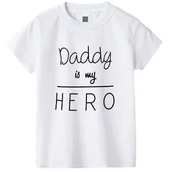 

Daddy Hero Print 2-11Y Baby Girl Shirt Pure White Short Sleeve O-neck Children Casual Tee Kids Clothes KT-2160