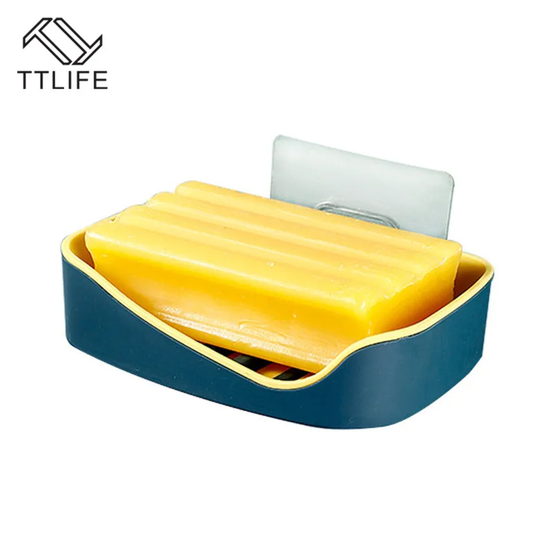 Wall-Mounted Soap Box Punch-free Soap Dish Bathroom Simple Suction Cup Drain Soap Dish Soap Holder Bathroom Gadgets