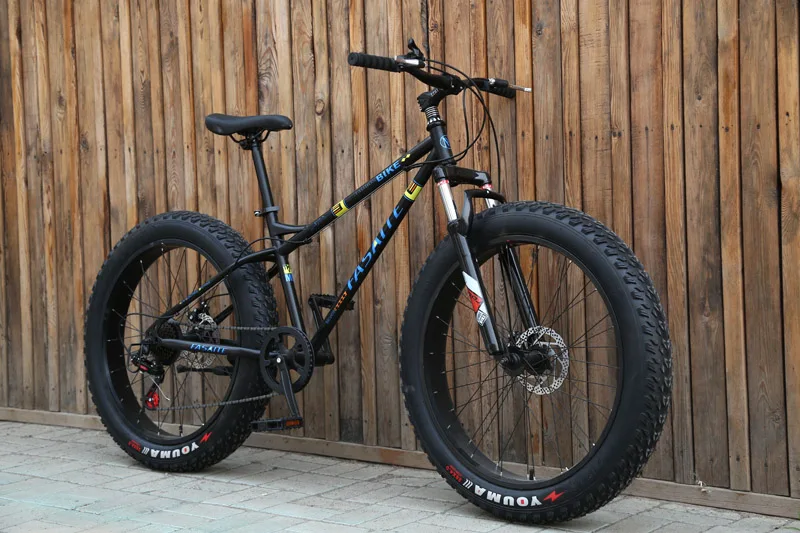 Горный велосипед 4,0 fat tire горный велосипед 24/26 дюймов Высокоуглеродистая сталь пляжный велосипед Снежный велосипед - Цвет: 24 inch black