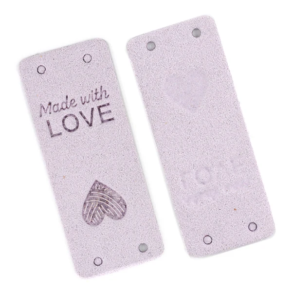 SEWACC 50pcs Handmade Leather Labels With Holes - Embossed Crochet & Knitting Tags For DIY Clothing, Bags, Hats