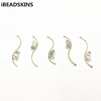 

New arrival! 38x8mm 40pcs Zircon Twisted shape charm/Connectors Connectors for Necklace,Earrings parts,hand Made Jewelry DIY