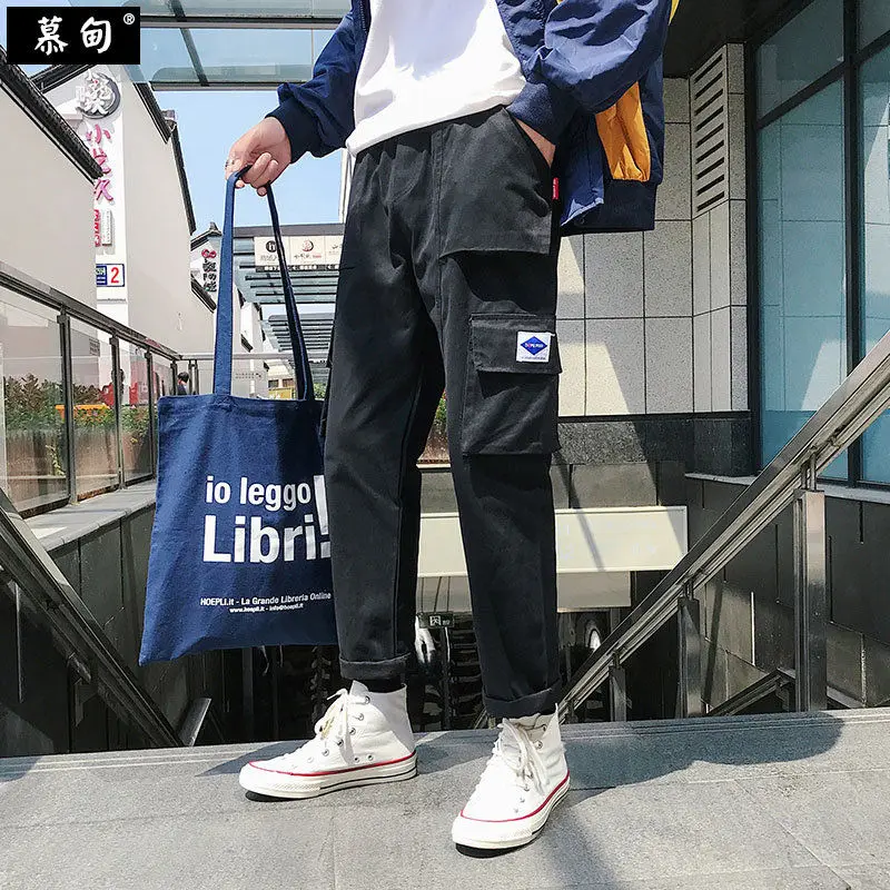 19 Хип хоп мужские панталоны Hombre High Street Kpop повседневные брюки карго с множеством карманов джоггеры Уличная Брюки Harajuku - Цвет: 19