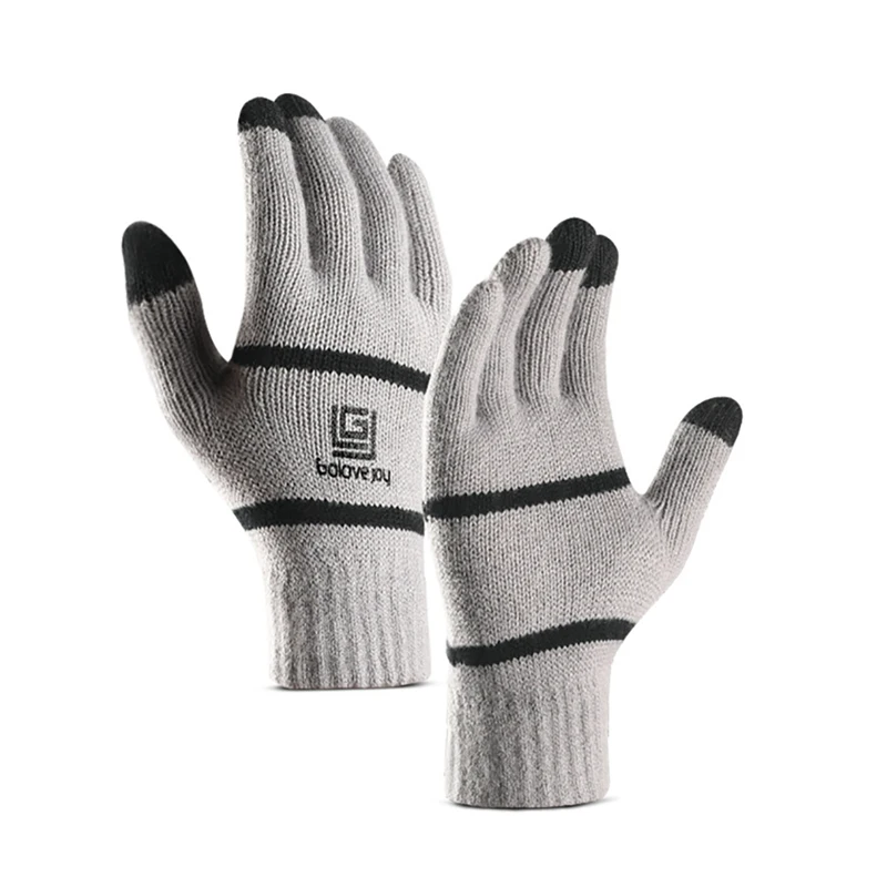 1Pair Men Winter Warm Knitted Gloves Flexible Full Finger Thicken Wool Cashmere Touch Screen QHAG | Спорт и развлечения