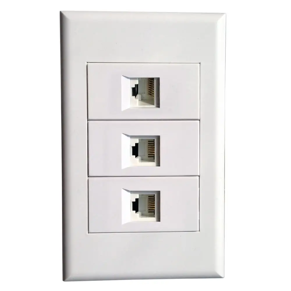 Настенная крышка с 1 RJ45+ 2 RJ-11 портами Белая настенная Передняя панель Держатель розетки Разъемы Ethernet гнездовой разъем