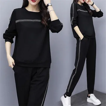 

Autumn Women Set Sweatshirt+Pants Long Sleeve Tracksuits Two Piece Suit Sportswear Outfit 5XL