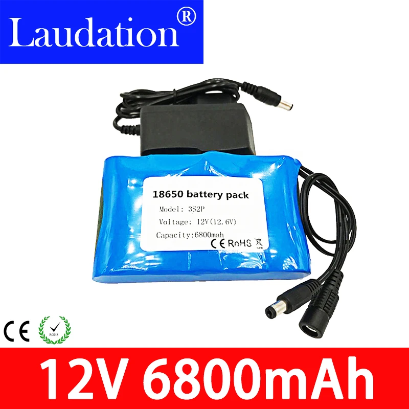 12v аккумулятор портативный супер перезаряжаемый литий-ионный аккумулятор Емкость DC 12V 12,6 v 6800mah батарея CCTV монитор камеры