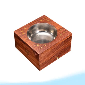 

1PC Drawer Type Ashtray Smooth Polished Ashtray Square Tobacco Jar Wooden Ash Tray for Father Husband Women