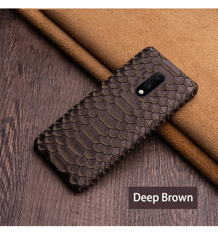 Deep Brown Чехол для телефона One plus 6 6T 7 7T Pro Чехол для 3 3T 5 5T Задняя крышка из воловьей кожи с текстурой змеи - Цвет: Deep Brown