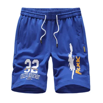 

Thin Section Men Middle Waist Printing Straight Cylinder 5 Points Pants Big Code Leisure Knitting Shorts Male