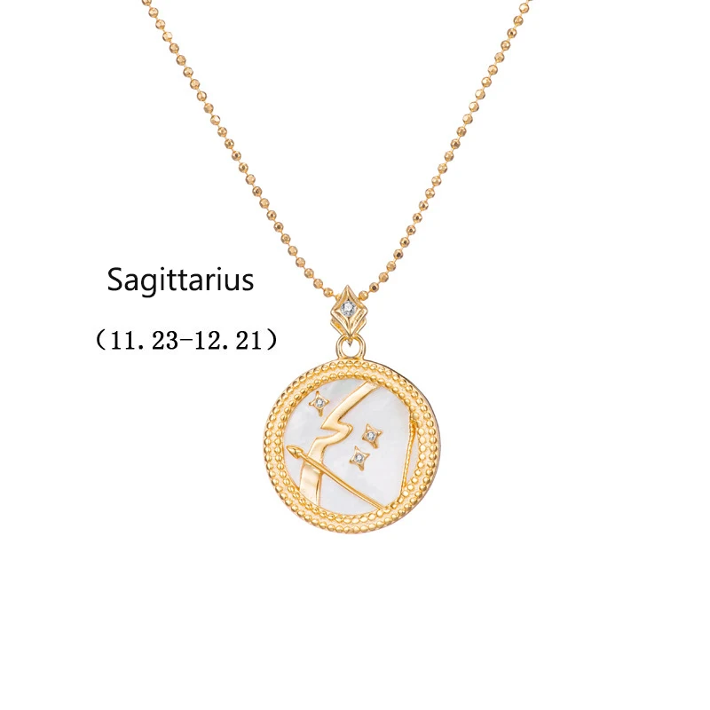 Sagittarius 925 пробы серебро 12 Зодиак ожерелье Овен, Телец Близнецы Рак Лев Дева весы Скорпион Стрелец Козерога Водолей, рыбы - Цвет камня: Sagittarius