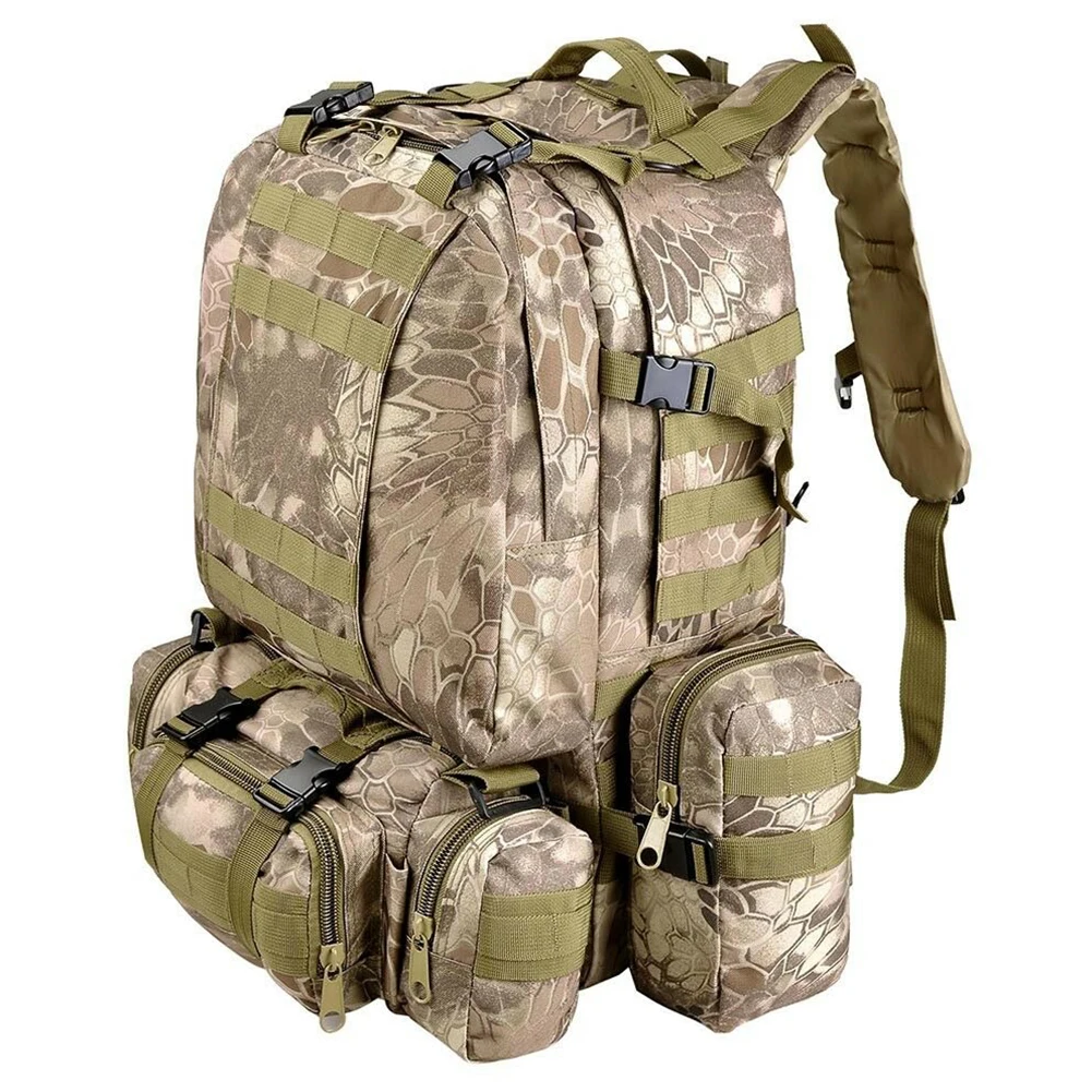 55L Oxford Fabric Army Backpack Molle Rucksack Outdoor Bag Tactical Sport Hiking Camping Hunting Military Large Capacity