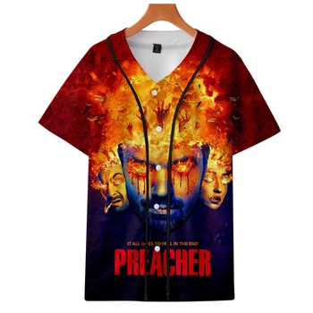 

2019 TV series Preacher Season 4 Jesse Cassidy Tulip 3D print Short sleeve baseball uniform Men/Women Casual jacket Clothes
