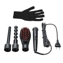 85 Вт СВЕТОДИОДНЫЕ керамические щипцы для укладки волос щипцы для завивки щипцы для палочек Набор роликов, вьющиеся/прямые трубки+ расческа+ тыква+ перчатки Eu