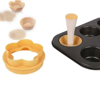 

Plastic Pastry Stamper Tart Shell Mold Cutter Flower Round Dough Cookie Set for Muffin Cupcake