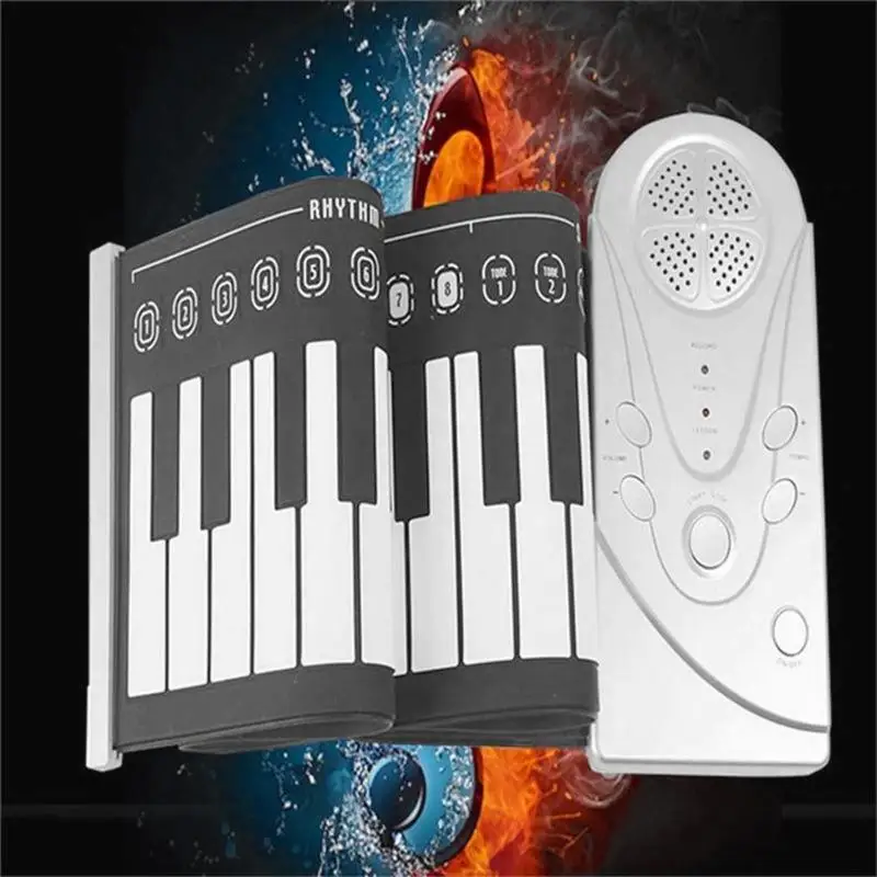 Портативный Гибкий рулон 49 клавиш цифровая клавиатура дети пианино встроенный динамик внешние наушники и источник питания постоянного тока