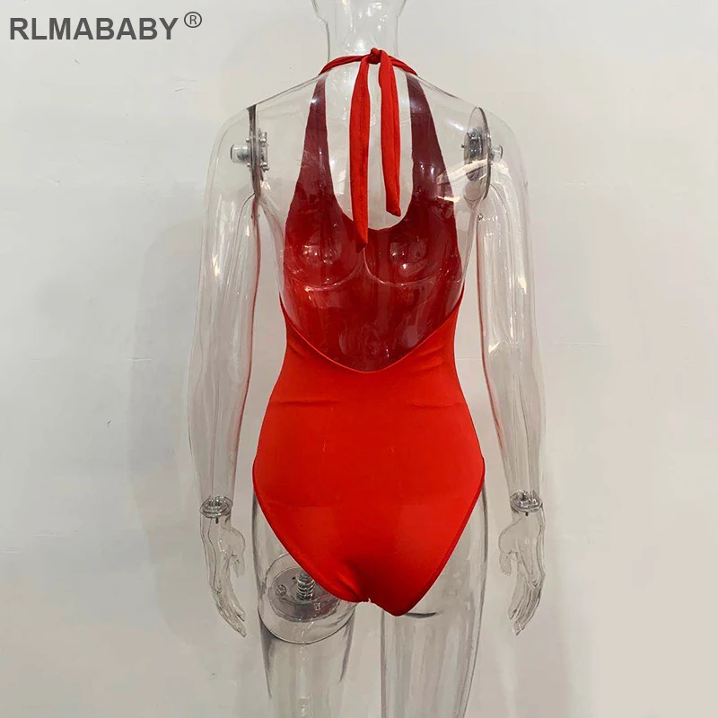 RLMABABY Summer Backless Sexy Bodysuit Halter Bodycon Rompers Womens Jumpsuit Casual Swimwear Bodysuit Top Club Bandage Bodysuit body suits for women