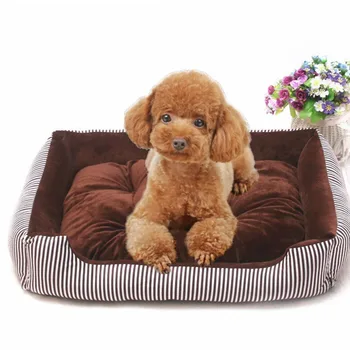 

Warm Winter Pet House Dog Bed Mat House Pad Nest Dog Stripe Bed With Kennel For Small Medium Large Dogs Plush Cozy Nest A