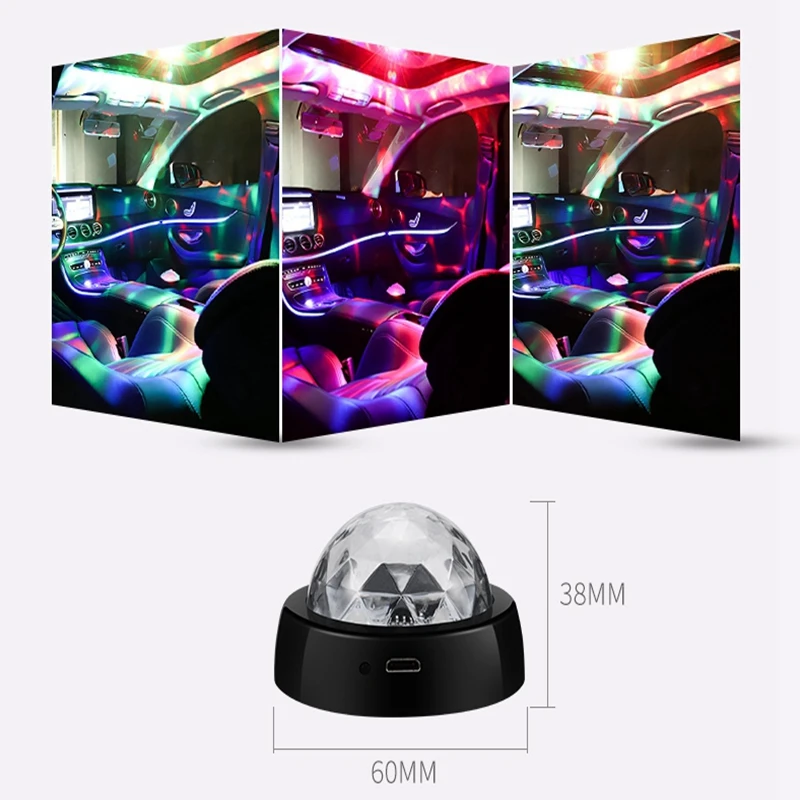 Car Interior Accessories LED Flashing Light Magnetic Lamp Disco Party Home Lights Sound Activated Birthday KTV Christmas | Автомобили и