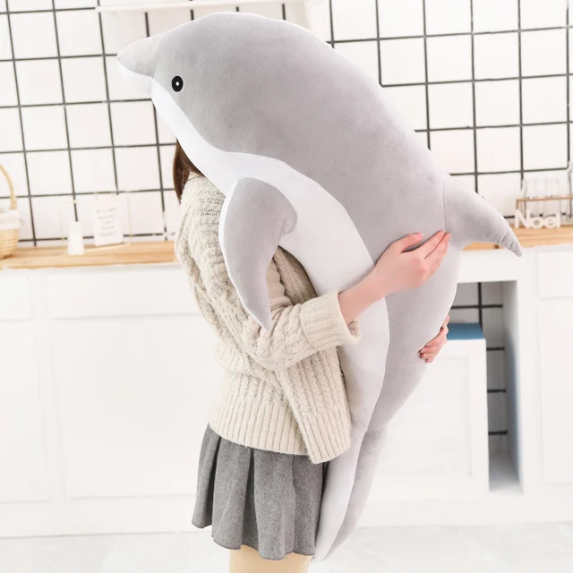 30-120cm Kawaii Soft Dolphin Plush Toy big size Stuffed Cartoon Animal Nap Pillow Creative for Kid girl cute Toy Christmas Gift