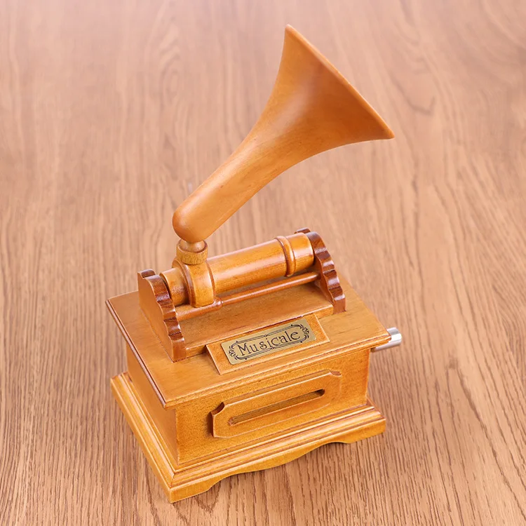 Деревянная старинная бумага лента Composit с граммофоном музыкальная шкатулка, деревянная машинка музыкальная коробка, домашний декор, подарок на день рождения для девушки