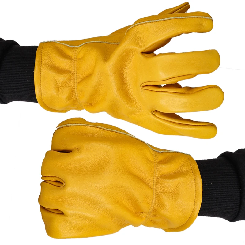 QIANGLEAF Thick Cowhide Rock Climbing Leather Industrial Mechanic Working Glove Safety Protectiove Repair Welding Breathable 3ZG work gloves protective gloves