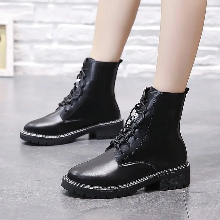 

Martin Boots Women's British-Style Students Korean-style Versatile Short Boots 2019 Autumn & Winter New Style Locomotive Thick B