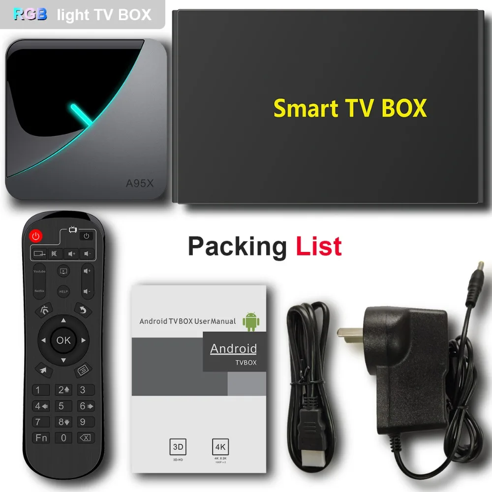 RGB светильник ТВ коробка A95XF3 Android 9,0 Amlogic S905X3 4 Гб 64 ГБ 32 ГБ двойной Wifi 8K 75fps Netflix Youtube медиаплеер 2GB16GB