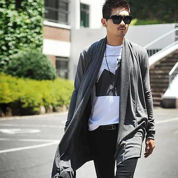 

Men's windbreaker 2019 autumn and winter new wild plus long cardigan casual windbreaker youth personality fashion men's clothing