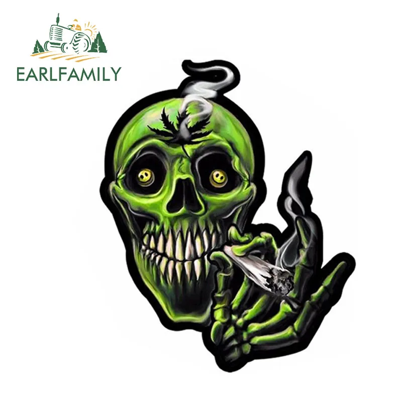Earlfamily 13Cm X 11Cm Smoking Skull Car Styling Vinile 3D Adesivi Per Auto Auto Moto Bike Car Van Truck Racing Tuning