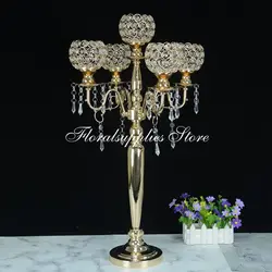 Свадебные хрустальные 5 рук канделябры ваза для центра стола на свадьбу украшение стола