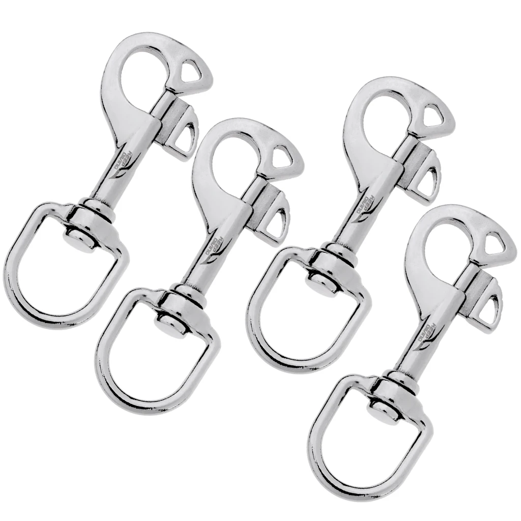 4Pcs Stainless Steel Swivel Eye Bolt Snap Spring Hook for Scuba Tech Diving