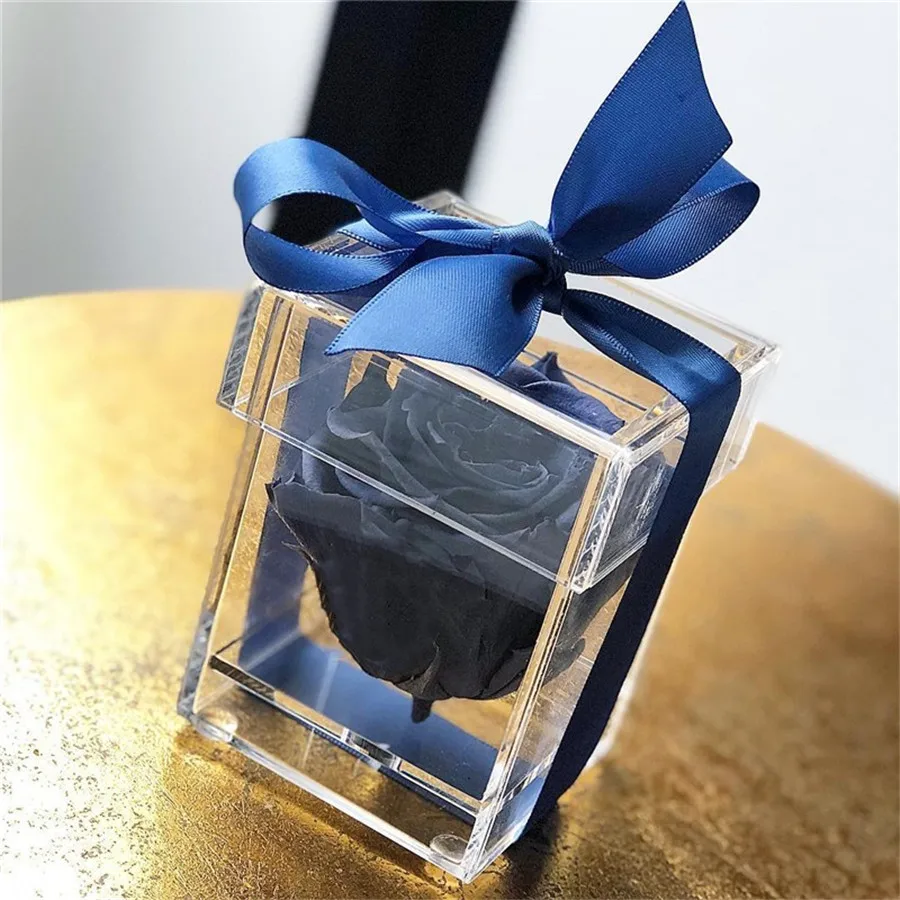 

Прозрачная акриловая Цветочная коробка с логотипом под заказ, сохраненная Роза, подарок на день Святого Валентина, День матери, свадебное украшение с розой