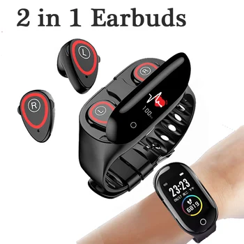 

TWS Sport Running Watch 2 in 1 Headphone Smart Watch with Bluetooth Wireless Headset Earbuds Stereo Earphone 5.0 Bluetooth