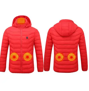 

2020 Winter Men Jacket Warm USB Infrared Five parts heating Jacket Men Smart Thermostat Solid Color Hooded Heated Parkas