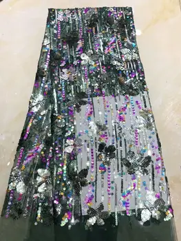 

Green Sequins African Net Lace Fabric 2020 New Nigerian Sequined Embroidered Mesh Wedding Bride Dresses Laces Sewing Net Fabrics