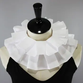 

Womens Vintage Renaissance Cotton Ruffle Fake Collar Victorian White Neck Ruff