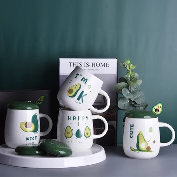 

Cartoon Plant Creative Ceramic Coffee Mug White Cute Mugs Original Coffee Cup Personalized Tea Cups Hand Painted Mugs II50MKB