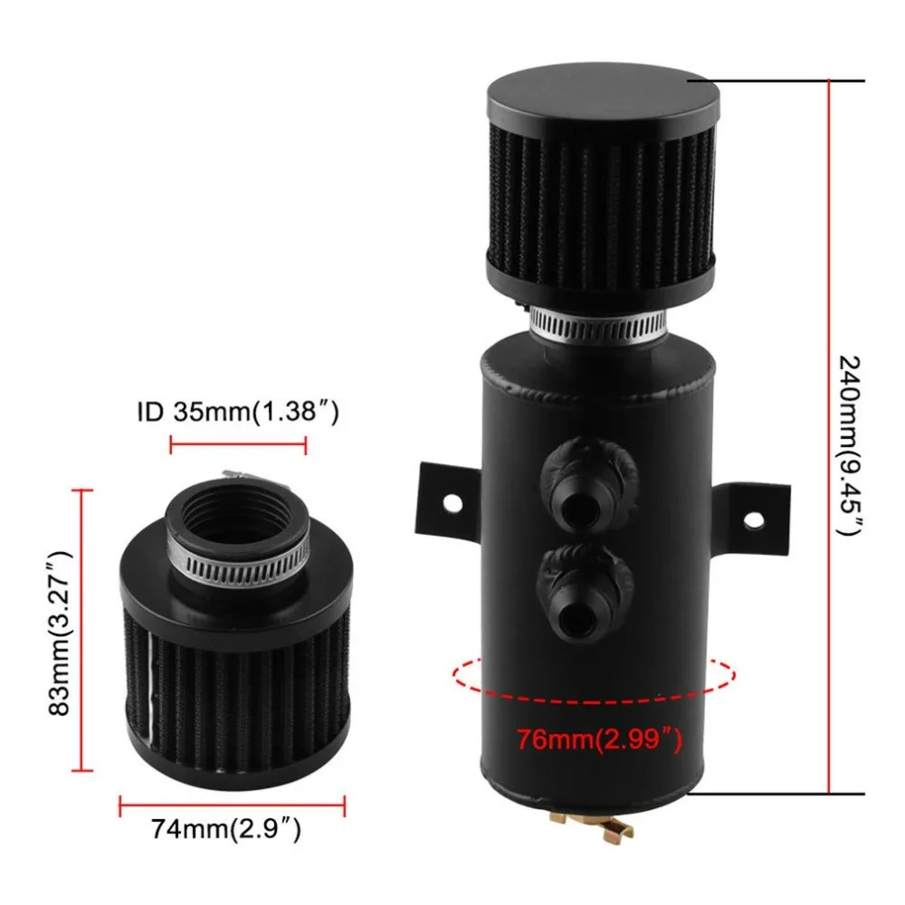 0.75L Авто отличное тупик-цистерна для моторного масла может носиться с 2xAN10 Twin Порты и разъёмы воздушный фильтр автомобиля Алюминий резервуар