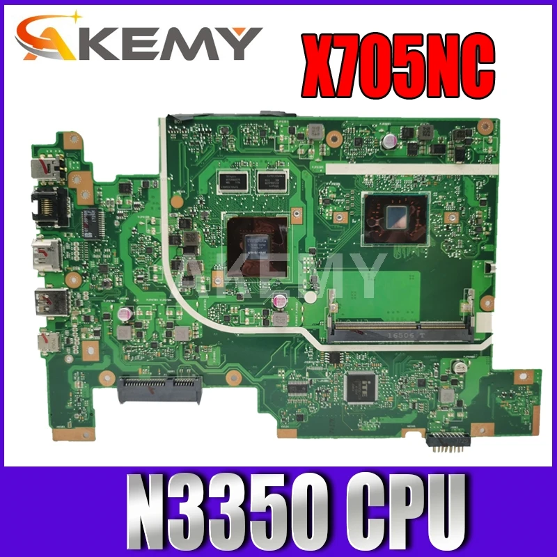 Akmey для Asus Vivobook 17 X705NC X705N N705N N705NC материнская плата ноутбука N3350 ЦП тест хороший |