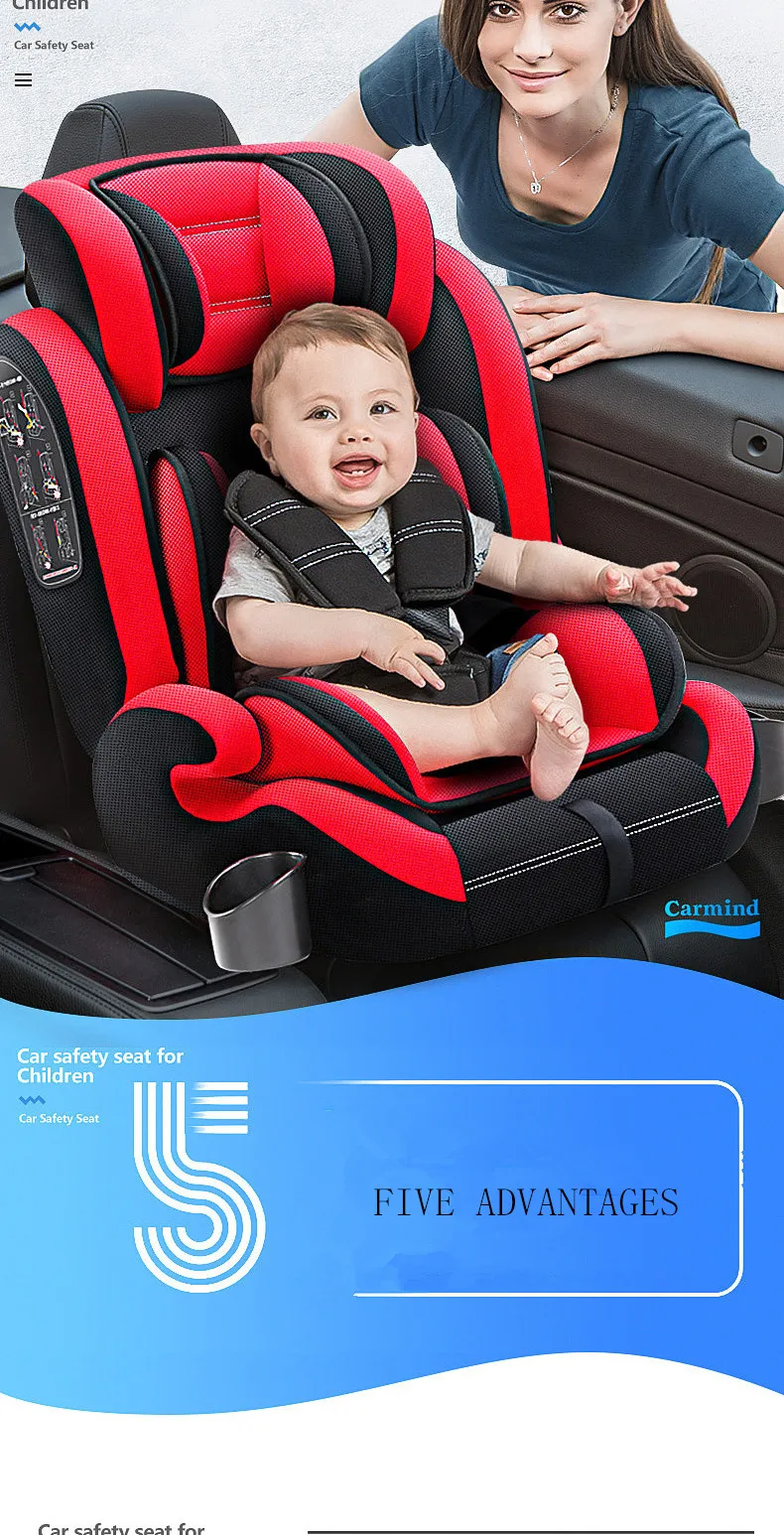 Hot Sale Carmind Child Car Safety Seat for 9 M-12 Y Old with Soft Connector ISOFIX and LATCH Forward-facing Universal Car Seats