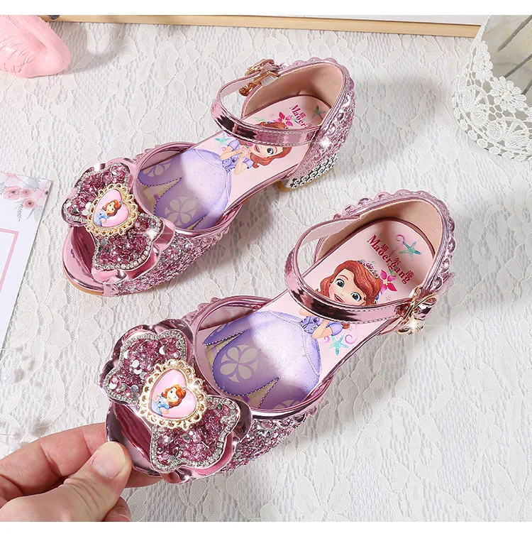 Children sandals princess party shoes Sophia sandal for girls glitter wedding girl sandals crystal High heel snow Pink shoes