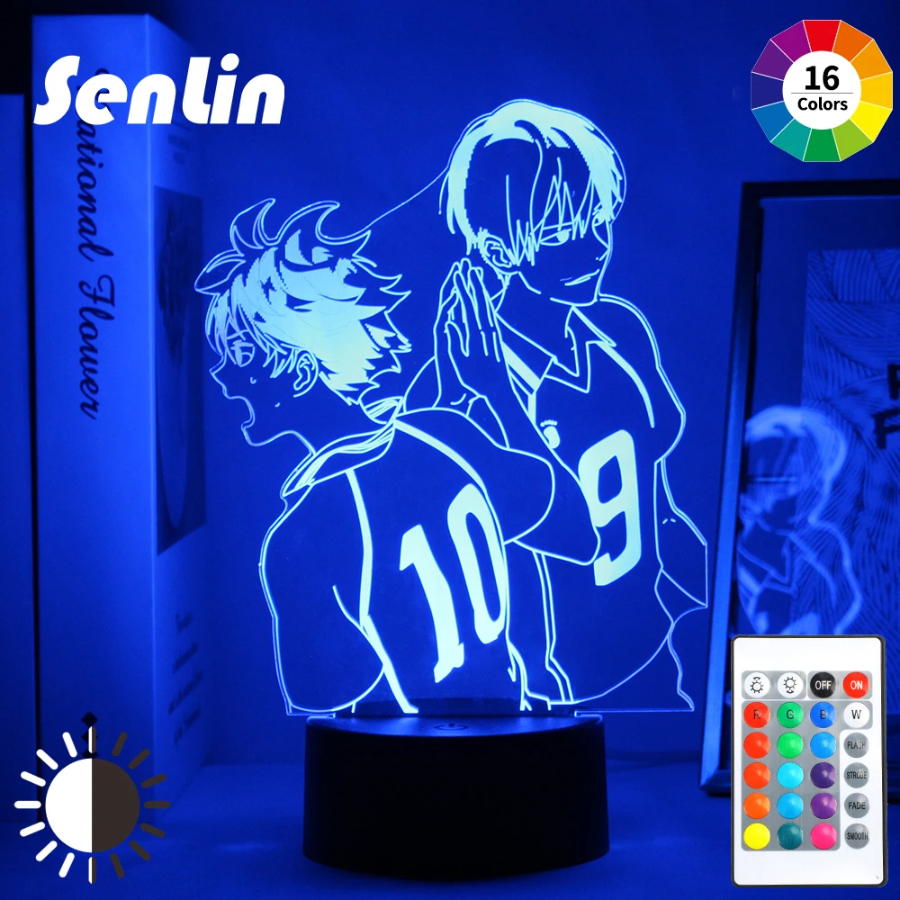 Anime Haikyuu Acrylic Led Night Light Shoyo Hinata Figure for Kids Bedroom Decor Nightlight Manga Cool Gift Child 3D Table Lamp