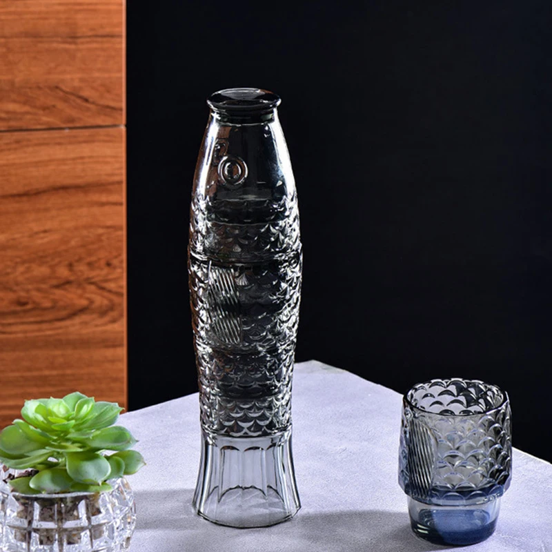 4Pcs/set Creative Koi Fish Cup Fish Shaped Glass Set Stackable Shaped Water Cup Household Water for Wedding Party Gift