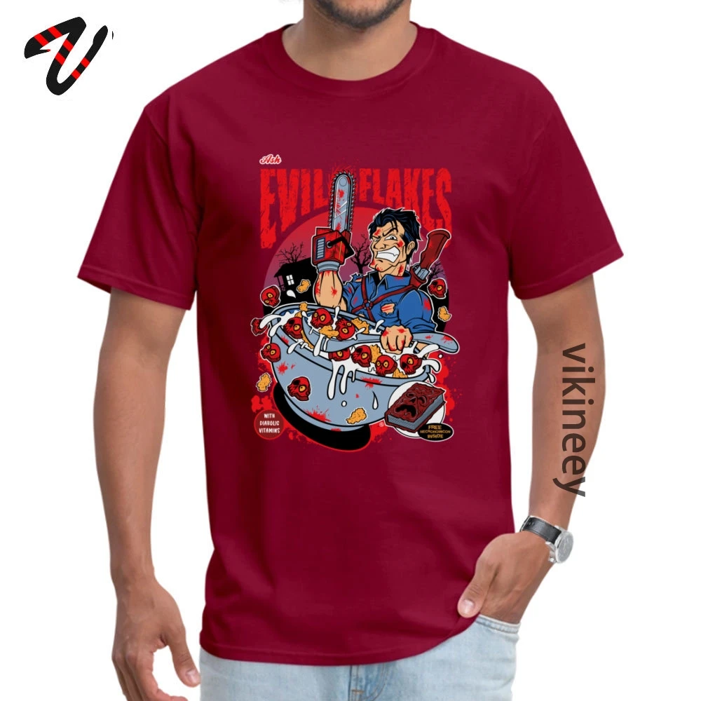 Funny Short Sleeve Tops Tees Father Day 2019 Popular O-Neck 100% Cotton Fabric Tops Shirt Men Top T-shirts EVIL_FLAKES_ EVIL_FLAKES_1552 maroon