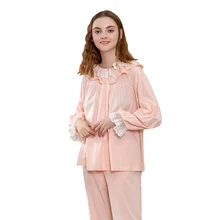 Special Price Top quality Pajamas Set Women Cotton Cute Dot Sweet Princess Lace Pyjama with Pants Full Sleeve Sleepwear Loose Female Nightsuit Special Price Top quality Pajamas Set Women Cotton Cute Dot Sweet Princess Lace Pyjama with Pants Full Sleeve Sleepwear Loose Female Nightsuit