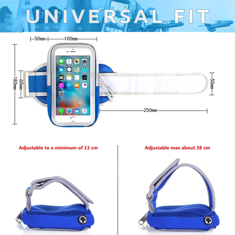 Universal 6" Sports Running Armband Phone Holder Sweatproof Fitness Gym Cell Phone Case Armbag Key Holder Wallet Card Slot phone arm bag running arm bag
