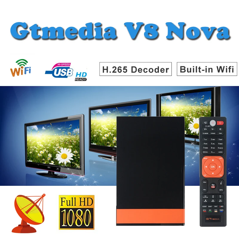 

Satellite finder Gtmedia V8 Nova DVB-S2 Satellite EPG Tv-Receiver Built-in WIFI support cccam cline spain satellite tv decoder