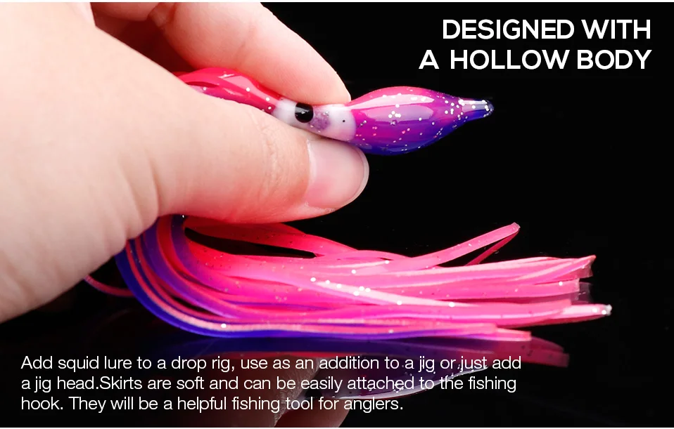 TREHOOK 5pcsLot 15cm Luminous Squid Skirts Soft Lure Big Octopus Sea Fishing Lures Wobblers Silicone Bait For Fishing Jig Head 014