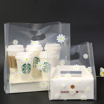 

50pcs Little Daisy Plastic Bag Round Dot Multiple Size Storage Shopping Jewelry Packaging Bags Gift Bag With Handle