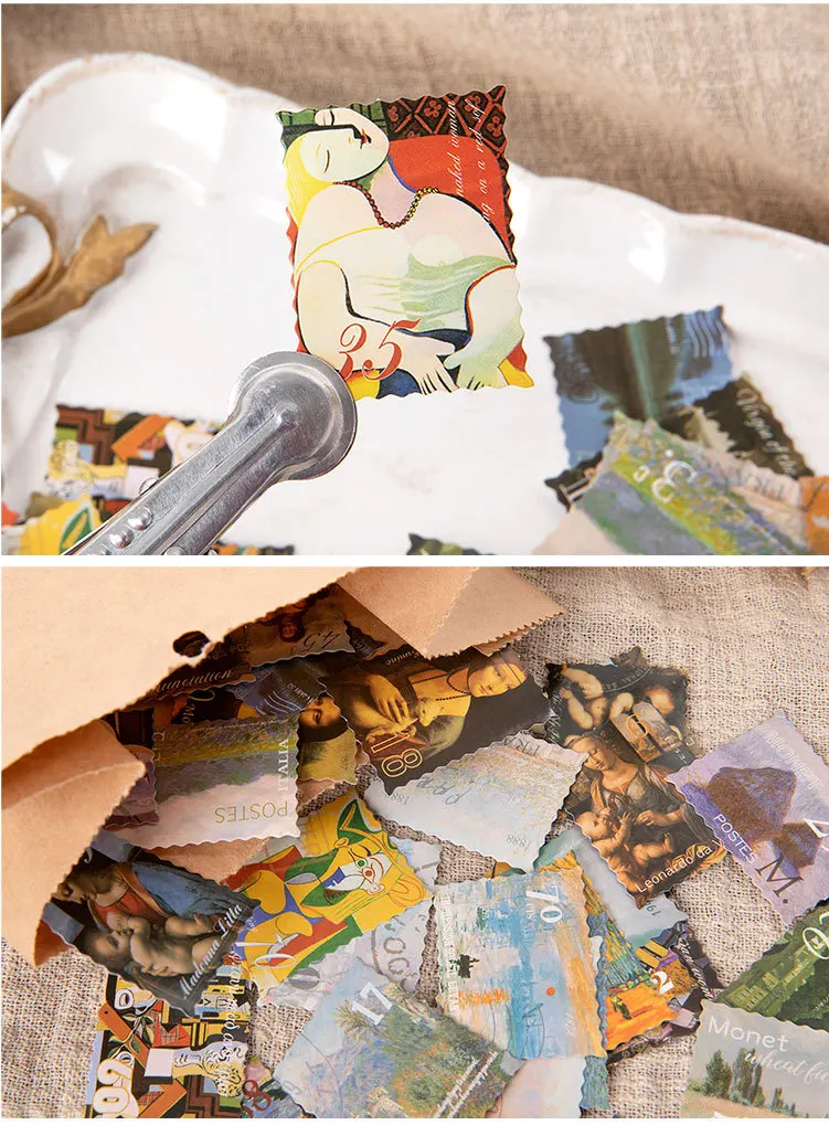 Van Gogh Monet штамп этикетка дневник ручной работы клейкая бумага Япония винтажная коробка мини-наклейка Скрапбукинг пуля журнал канцелярские принадлежности